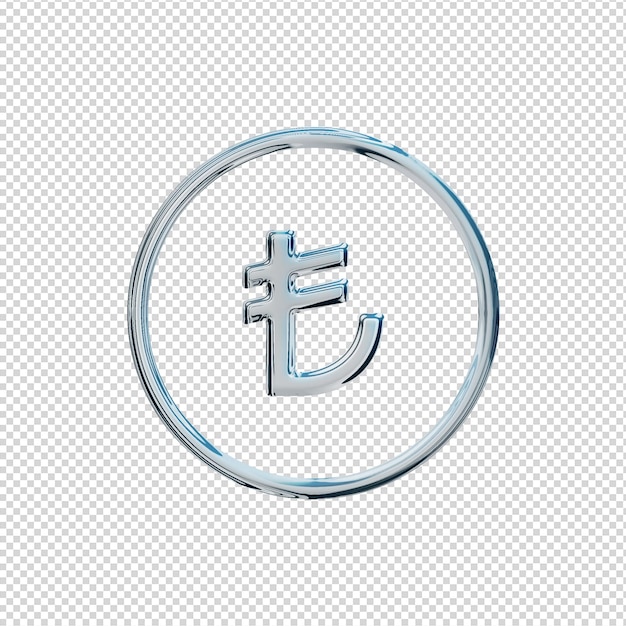 PSD 3d render lira icon chrome glossy