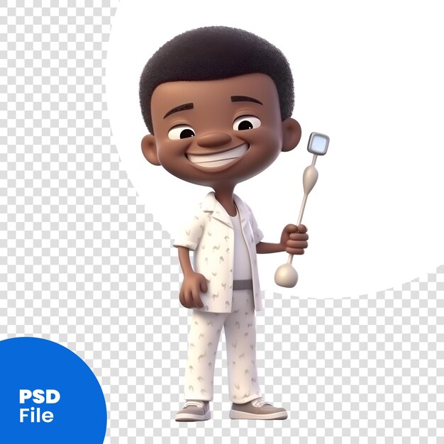 PSD 3d render of a little boy doctor with a stethoscope psd template