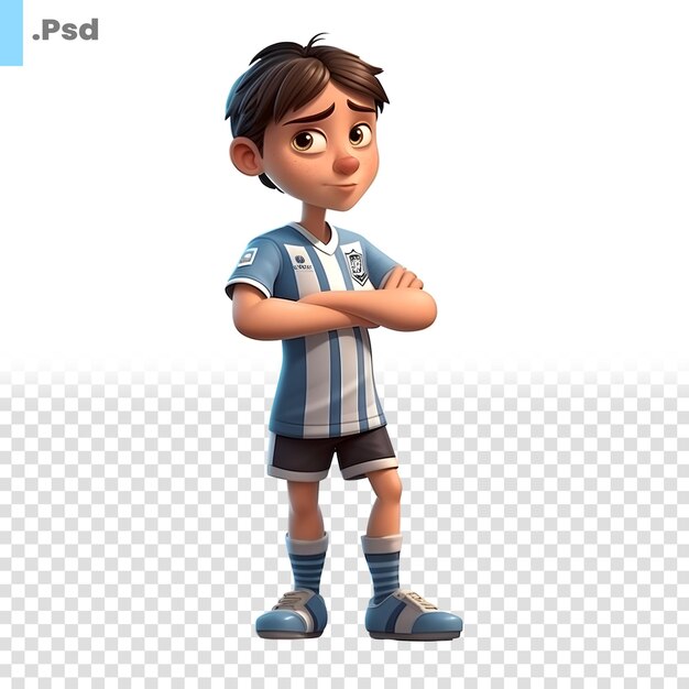 PSD 3d render of little boy with t-shirt on white background psd template