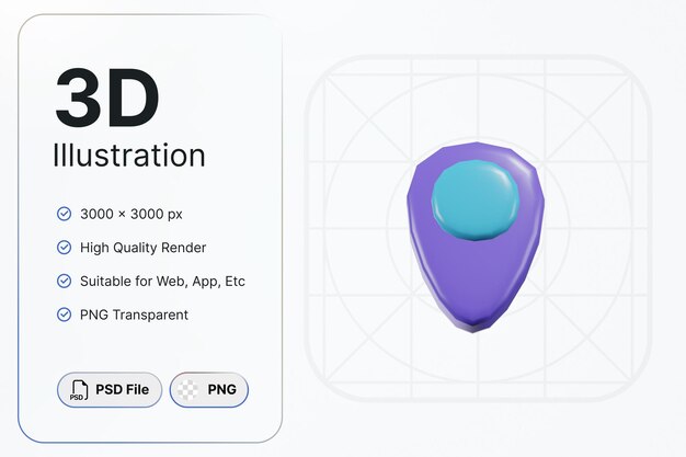 PSD 3d render location center visualizza il concetto essenziale modern icon illustrations design