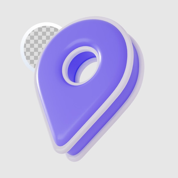 3d render location icon transparent background