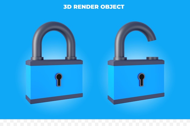 PSD 3d render lock unlock