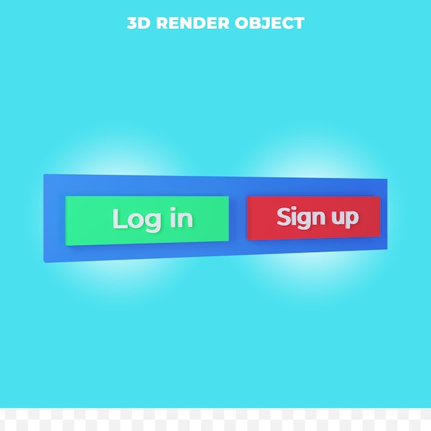 3d render log in and sign up button