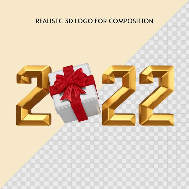 PSD 3d render logo 2022 for composition