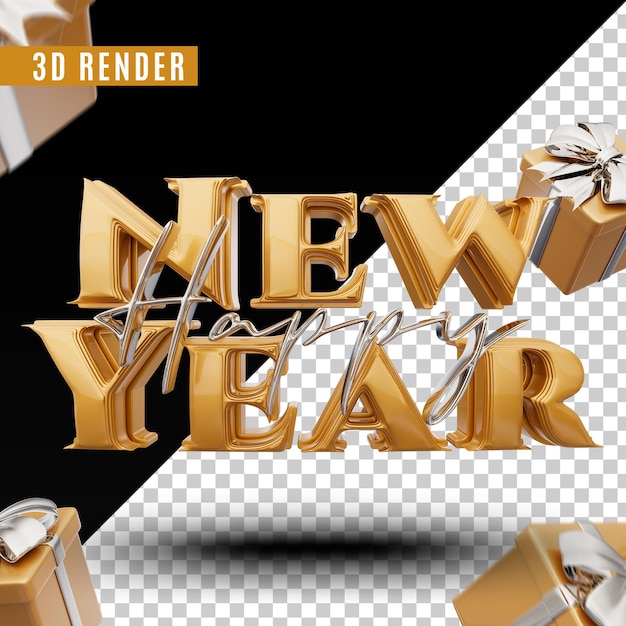 3d render logo gelukkig nieuwjaar 2022 premium psd