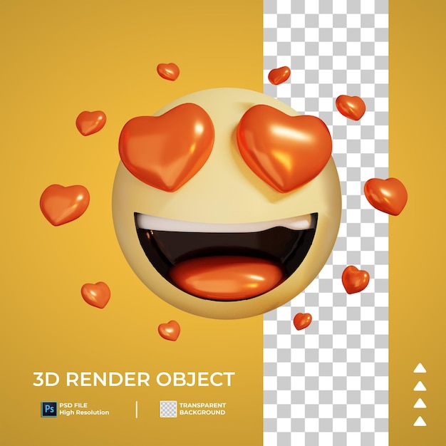 Rendering 3d dell'icona emoticon d'amore