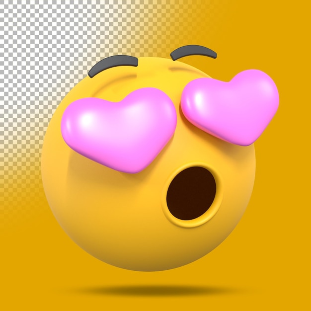 PSD 3d rendono l'emoji di sentimento d'amore