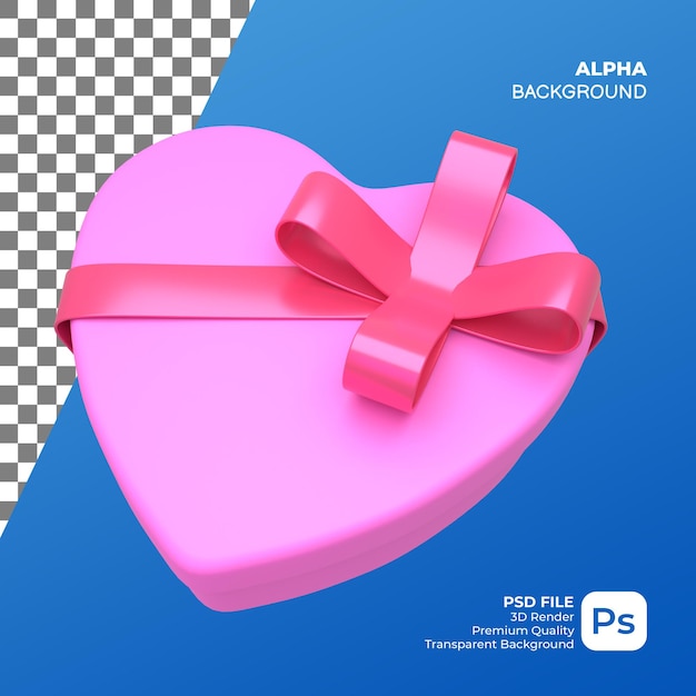 3d render love gift box