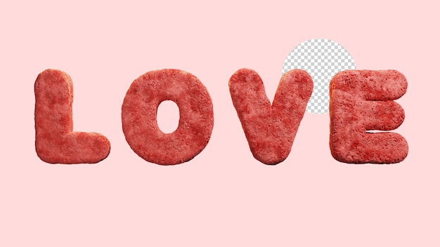 3d render love happy valentine day isolated transparent background