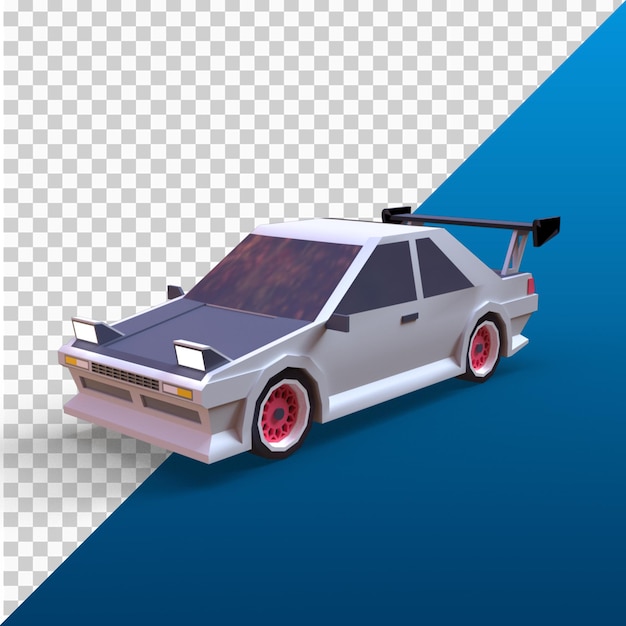 PSD 3d render low poly auto 4k resolutie