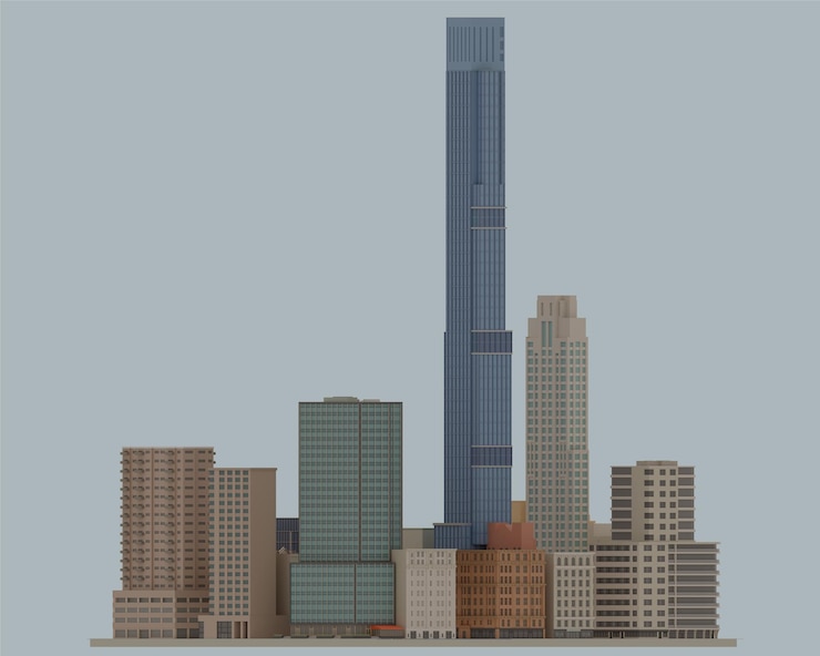 PSD 3d 渲染 低聚构建筑 摩天大楼 纽约市