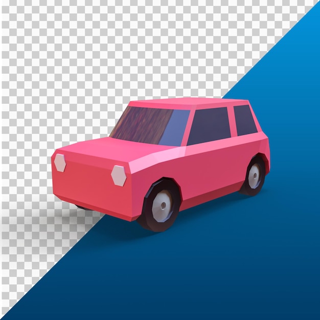 3d render low poly car 4k resolution