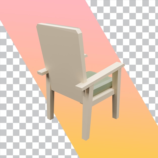 PSD 3d render low poly drewniany fotel na białym tle