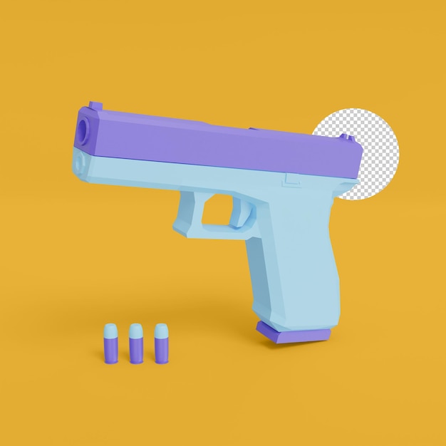 3d render low poly gun icon