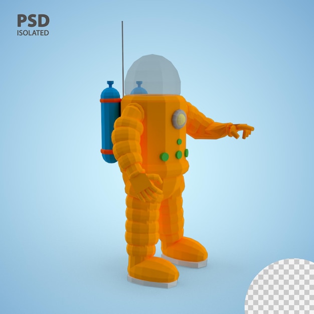 PSD 3d render low poly kuifje ruimtepak 4k resolutie