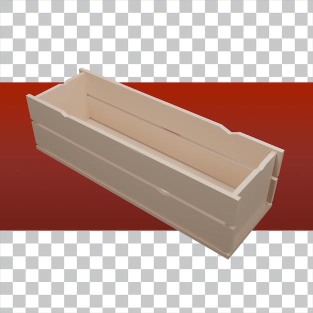 PSD rendering 3d grande cassa di legno bassa poli isolata