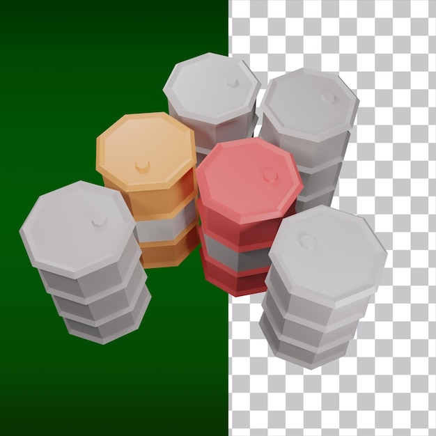 3d render low poly oil barrel drum