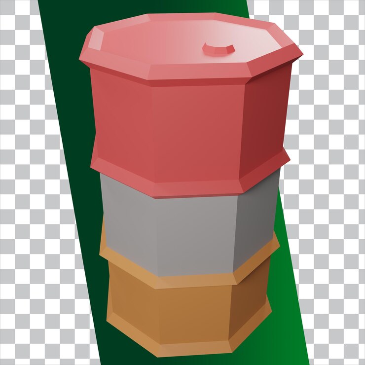 PSD 3d 渲染低聚油桶桶