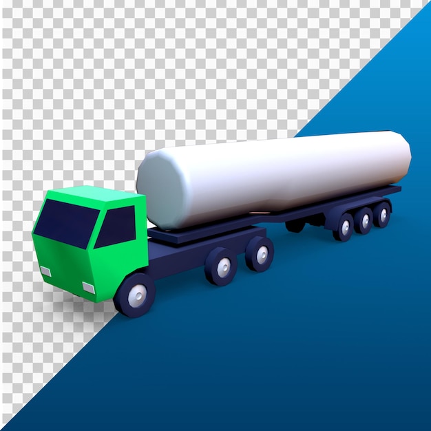 PSD 3d render low poly oil tanker truck 4k resolution