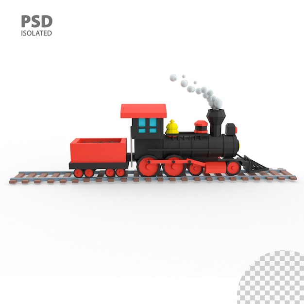 PSD 3d render low poly pociąg rozdzielczość 4k