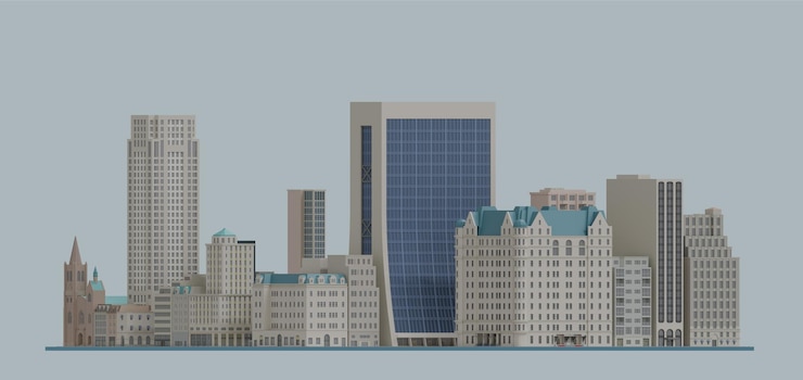PSD 3d レンダリング 低ポリポリゴンビル 摩天楼 nyc