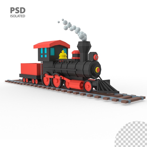 3d render low poly train 4k resolution