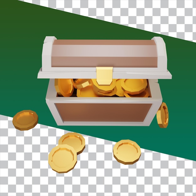 3D Render Lowpoly Treasure Chest Isolated