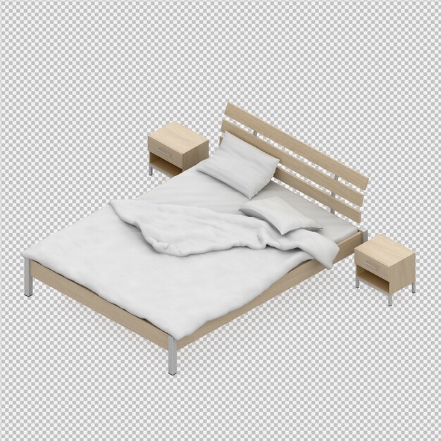 3d Render łóżko Izometryczne