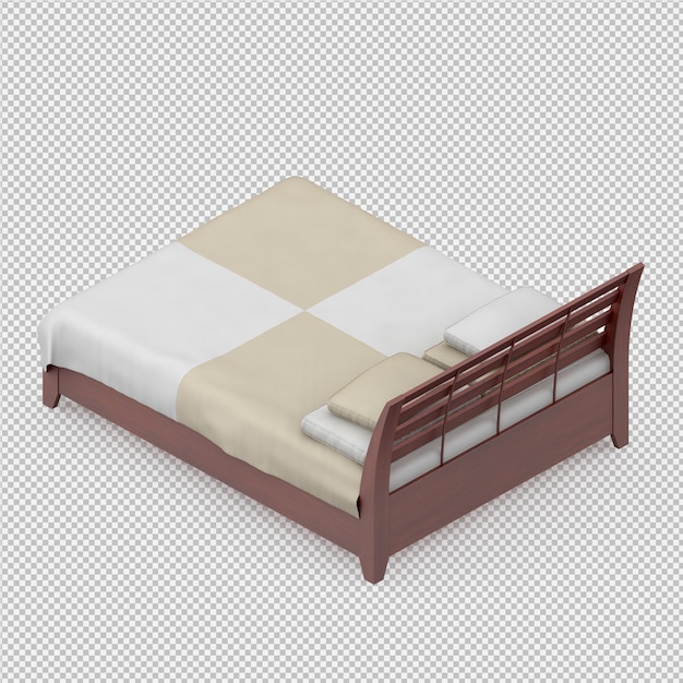 3d render łóżko izometryczne