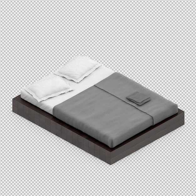 3d render łóżko izometryczne