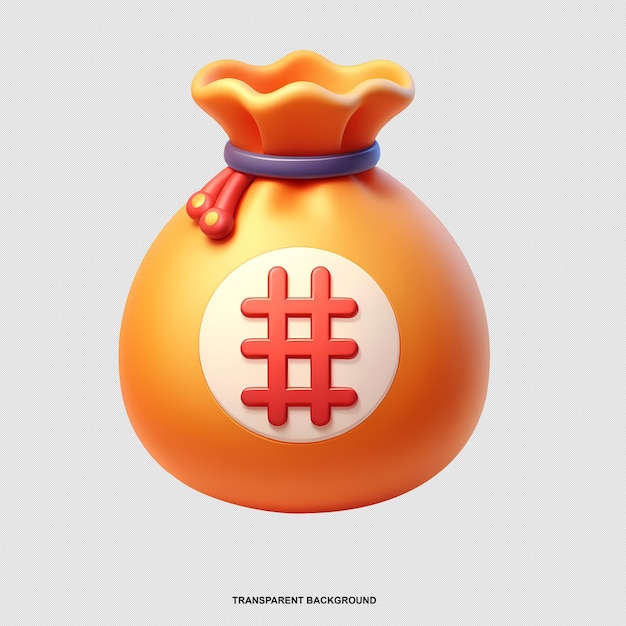 3d render lucky money bag with chinese symbol for new year