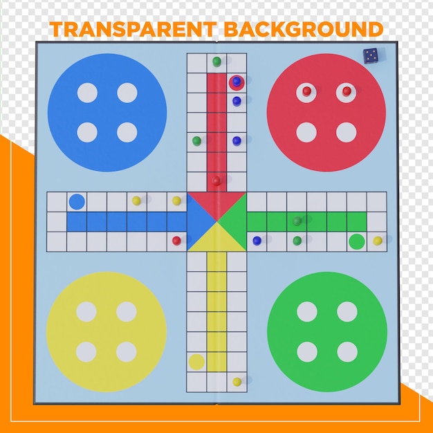 3d render ludo board z przezroczystym tłem
