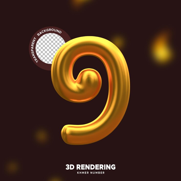 PSD 3d render luxury golden khmer number 1