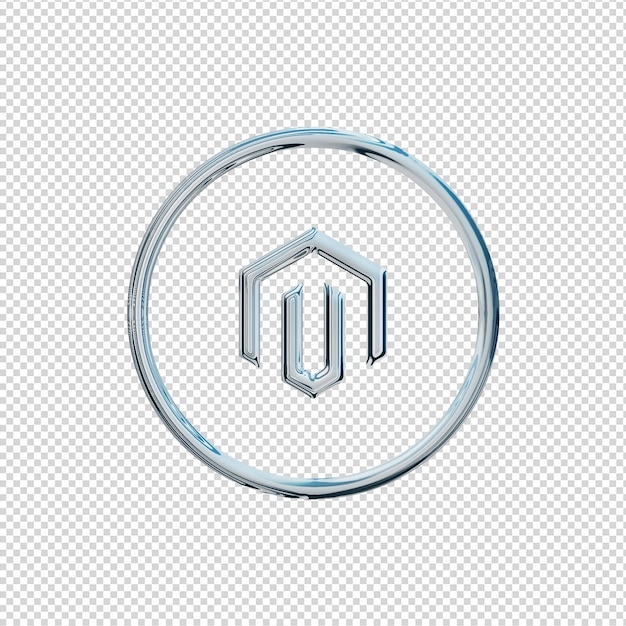 3d render magento icon chrome glossy
