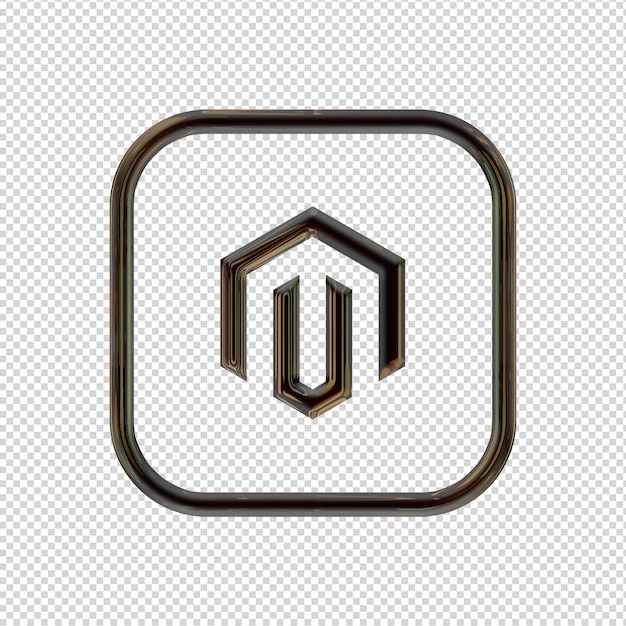 PSD 3d render magento icon glossy black