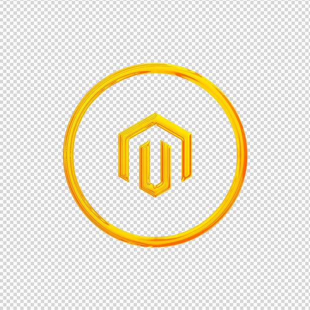 3d render magento icon glossy gold