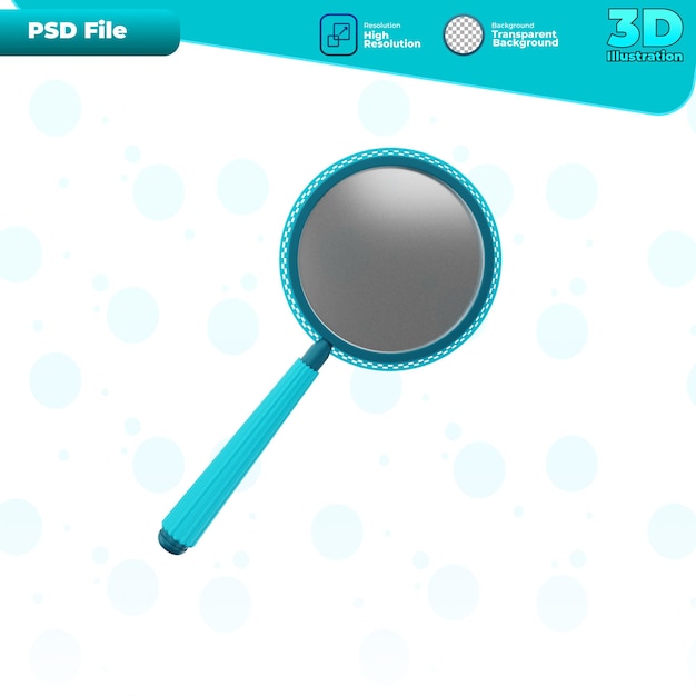 PSD 3d render magnifying glass icon illustration