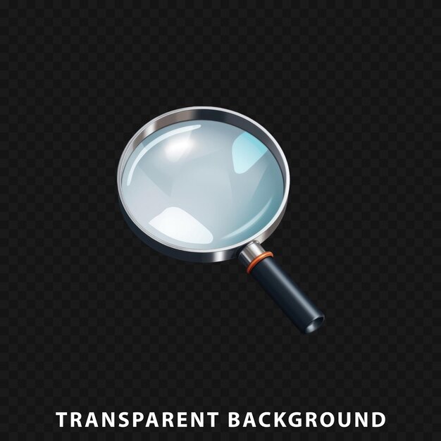 3d render magnifying glass isolated on transparent background