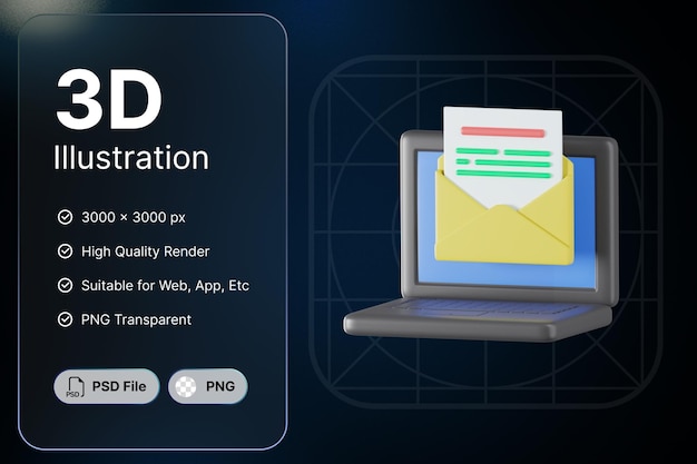PSD 3d render mailing koncepcja komunikacji nowoczesna ikona ilustracje design