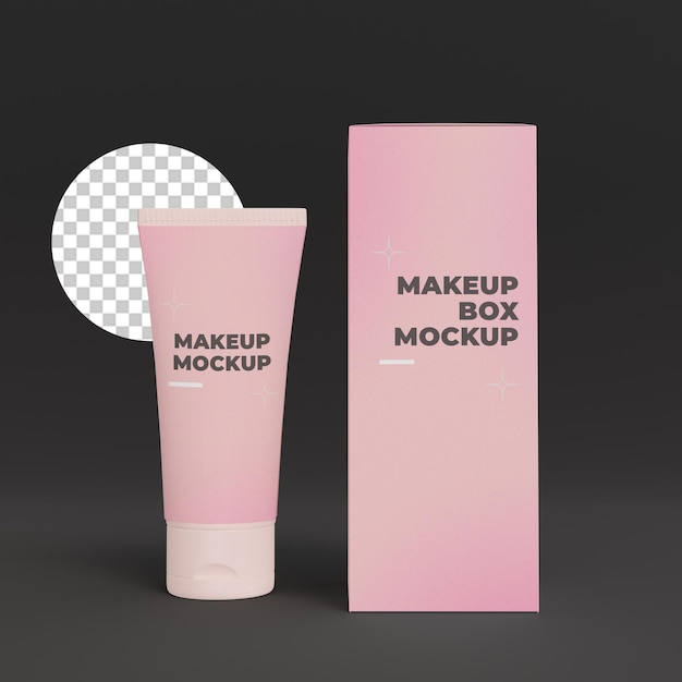 PSD mockup di trucco di rendering 3d