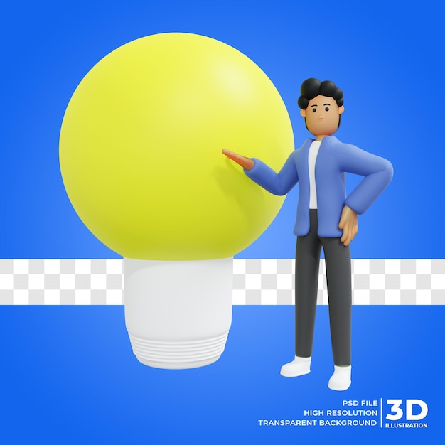 3d render mannelijk karakter denkt 3d-rendering 3d illustratie premium psd