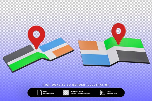 PSD 3d render map icon set illustration isolated