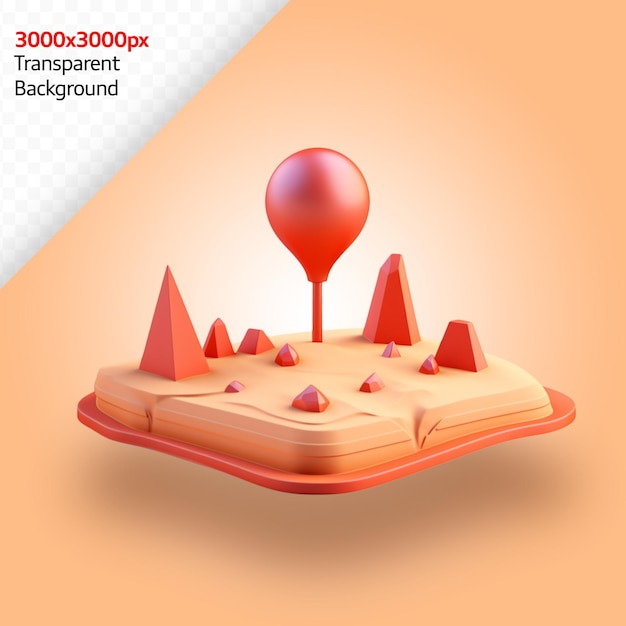 3d render map location 3d pin location colorful isolated