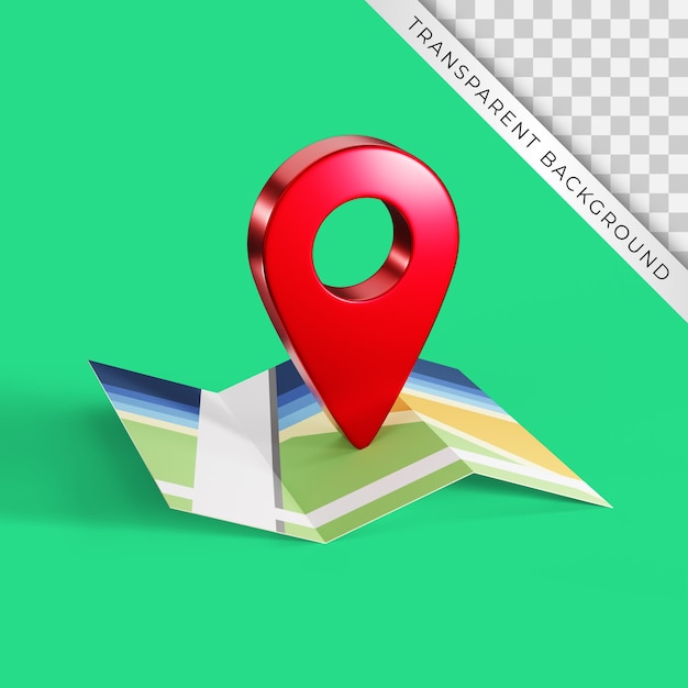 3D render Map and Location Pin