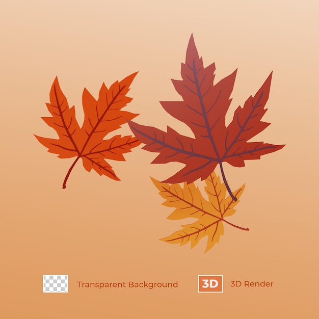 3D Render Maple Leaves For Thanksgiving