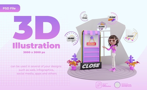 3d 렌더링 마케팅 프로모션 ilustration