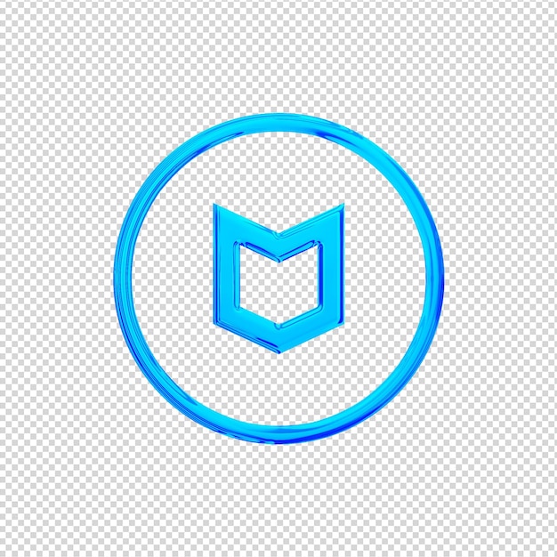 PSD 3d render mcafee icon glossy blue