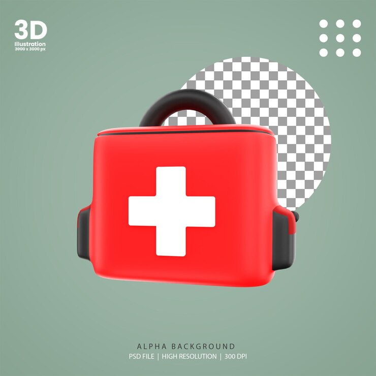 PSD 3d-рендеринг иллюстрации медицинского рюкзака