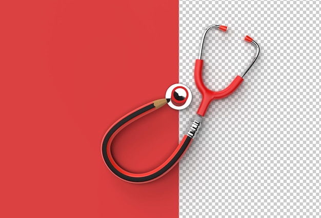 PSD 3d render medical stethoscope transparent psd file.