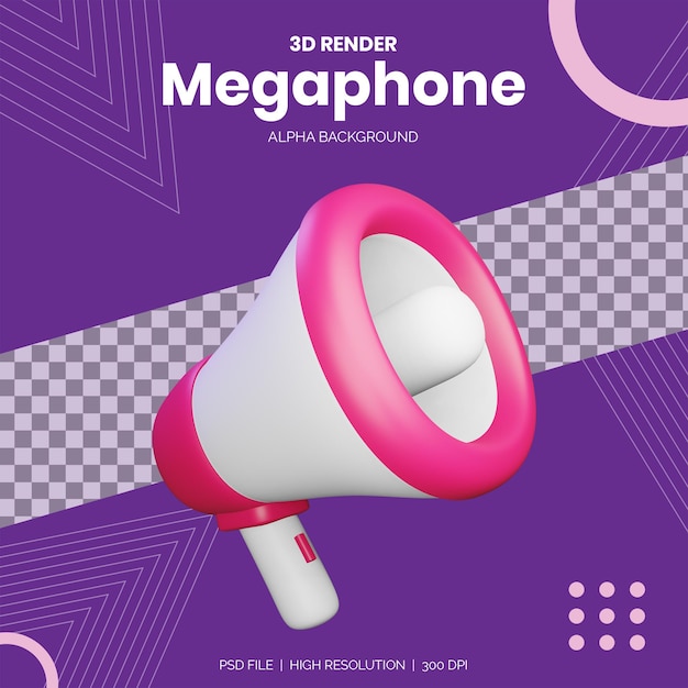 3d render megafoon voor mockup reclame-ontwerpen